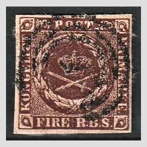 FRIMRKER DANMARK | 1853 - AFA 1 - 4 R.B.S IIb mrk rdbrun - Thiele II - Stemplet