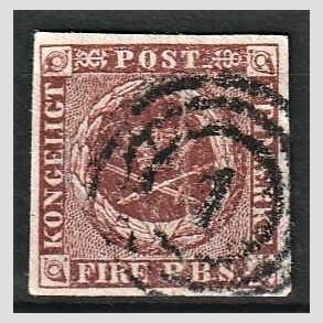 FRIMRKER DANMARK | 1853 - AFA 1 - 4 R.B.S IIb mrk rdbrun - Thiele II - Stemplet