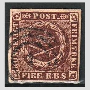FRIMRKER DANMARK | 1853 - AFA 1 - 4 R.B.S IIb mrk rdbrun - Thiele II - Stemplet
