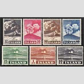 FRIMRKER ISLAND | 1948 - AFA 248-54 - Hekla i udbrud - 12 aur - 10 kr. i st - Ubrugt