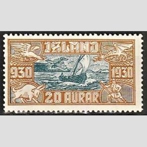 FRIMRKER ISLAND | 1930 - AFA 143 - Altingsjubilum Luftpost - 20 aur bl/brun - Postfrisk