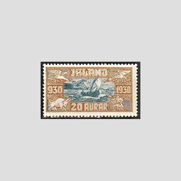 FRIMRKER ISLAND | 1930 - AFA 143 - Altingsjubilum Luftpost - 20 aur bl/brun - Postfrisk