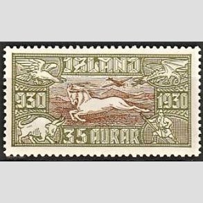 FRIMRKER ISLAND | 1930 - AFA 144 - Altingsjubilum Luftpost - 35 aur oliven/brun - Postfrisk