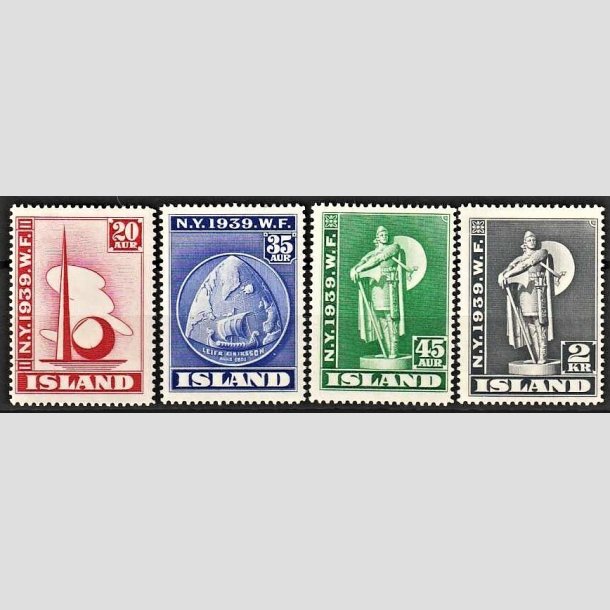 FRIMRKER ISLAND | 1939 - AFA 206-09 - Verdensudstilling i New York - 20 aur - 2 kr. i komplet st - Ubrugt