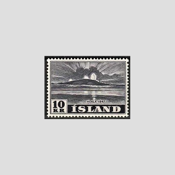 FRIMRKER ISLAND | 1948 - AFA 254 - Hekla i udbrud - 10 kr. mrklilla - Ubrugt