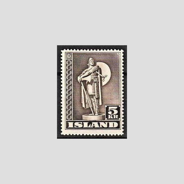 FRIMRKER ISLAND | 1943 - AFA 231 - Thorfinn Karlsefni - 5 kr. brun TK. 14 - Ubrugt (perfekt takning)