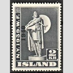 FRIMRKER ISLAND | 1940 - AFA 222 - Verdensudstilling overtryk 1940 - 2 kr. gr - Postfrisk (perfekt takning)