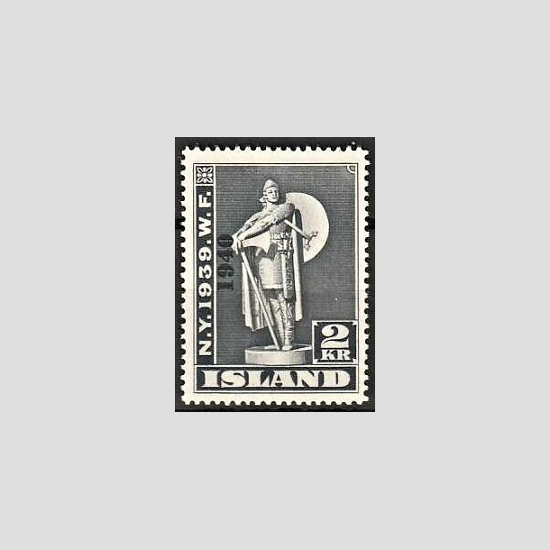 FRIMRKER ISLAND | 1940 - AFA 222 - Verdensudstilling overtryk 1940 - 2 kr. gr - Postfrisk (perfekt takning)