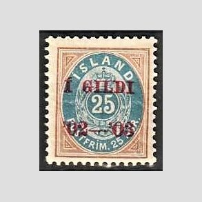 FRIMRKER ISLAND | 1902 - AFA 31 - I GILDI - 25 aur brun/bl tk. 12 3/4 - Ubrugt