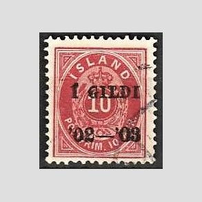 FRIMRKER ISLAND | 1902 - AFA 28B - I GILDI - 10 aur rosa tk. 12 3/4 - Stemplet