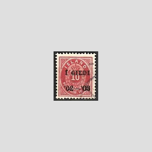 FRIMRKER ISLAND | 1902 - AFA 28B - I GILDI - 10 aur rosa tk. 12 3/4 - Stemplet