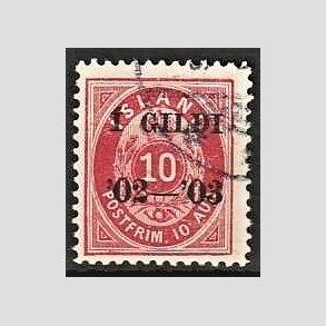 FRIMRKER ISLAND | 1902 - AFA 28B - I GILDI - 10 aur rosa tk. 12 3/4 - Stemplet