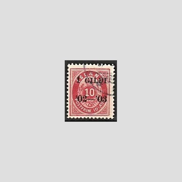 FRIMRKER ISLAND | 1902 - AFA 28B - I GILDI - 10 aur rosa tk. 12 3/4 - Stemplet