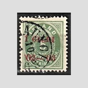 FRIMRKER ISLAND | 1902 - AFA 26B - I GILDI - 5 aur grn tk. 12 3/4 - Stemplet