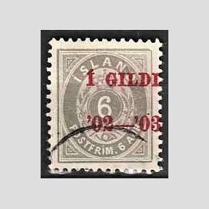 FRIMRKER ISLAND | 1902 - AFA 27B - I GILDI - 6 aur gr tk. 12 3/4 - Stemplet