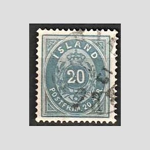 FRIMRKER ISLAND | 1882 - AFA 14 - 20 aur bl tk. 14 - Stemplet