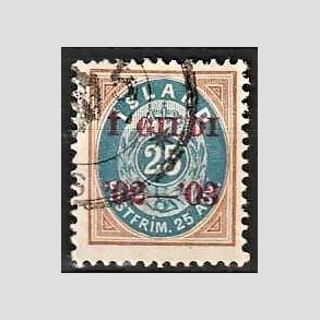 FRIMRKER ISLAND | 1902 - AFA 31 - I GILDI - 25 aur brun/bl tk. 12 3/4 - Stemplet