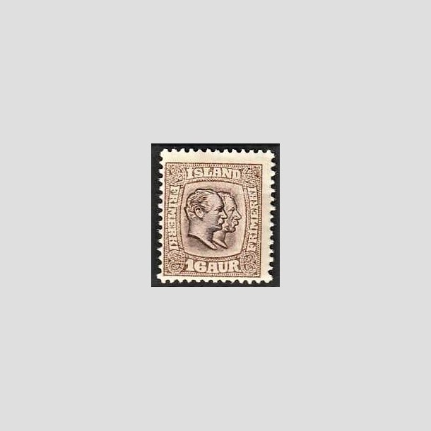 FRIMRKER ISLAND | 1907 - AFA 55 - Chr. IX og Frederik VIII - 16 aur brun tk. 12 3/4 - Ubrugt 