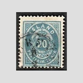 FRIMRKER ISLAND | 1896-97 - AFA 14B - 20 aur bl tk. 12 3/4 - Stemplet