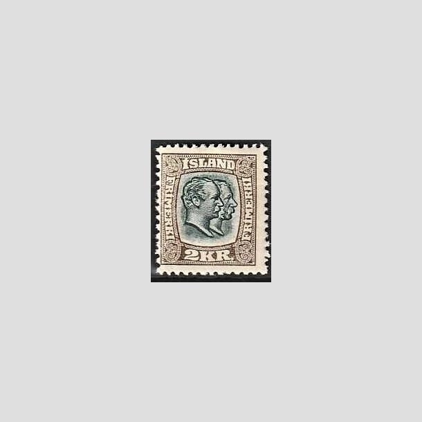 FRIMRKER ISLAND | 1907 - AFA 61 - Chr. IX og Frederik VIII - 2 kr. brun/grn tk. 12 3/4 - Ubrugt 