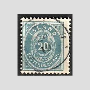 FRIMRKER ISLAND | 1896-97 - AFA 14B - 20 aur bl tk. 12 3/4 - Stemplet