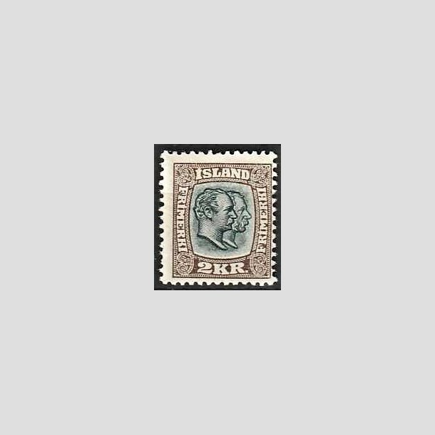 FRIMRKER ISLAND | 1907 - AFA 61 - Chr. IX og Frederik VIII - 2 kr. brun/grn tk. 12 3/4 - Ubrugt 