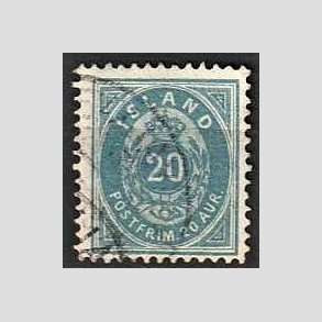 FRIMRKER ISLAND | 1896-97 - AFA 14B - 20 aur bl tk. 12 3/4 - Stemplet