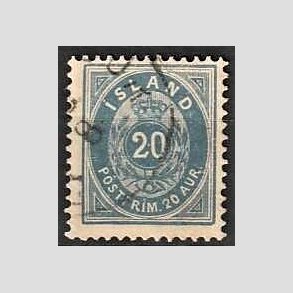 FRIMRKER ISLAND | 1896-97 - AFA 14B - 20 aur bl tk. 12 3/4 - Stemplet