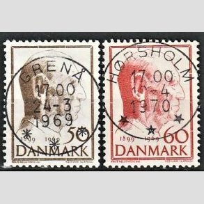 FRIM�RKER DANMARK | 1969 - AFA 480,481 - Fredrik IX 70 �r - 50 + 60 �re - Pragt Stemplet
