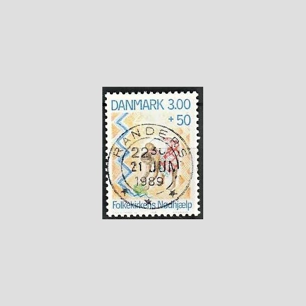 FRIMRKER DANMARK | 1988 - AFA 907 - Folkekirkens Ndhjlp - 3,00 Kr. + 50 re flerfarvet - Pragt Stemplet