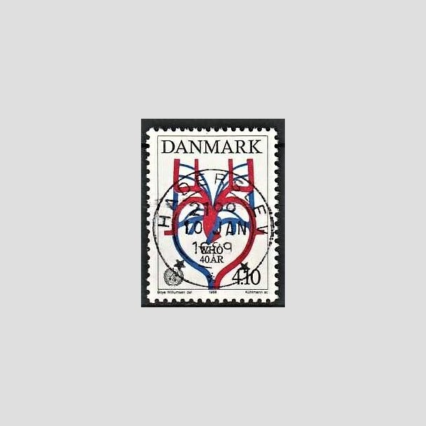 FRIMRKER DANMARK | 1988 - AFA 909 - WHO 40 r - 4,10 Kr. flerfarvet - Lux Stemplet Haderslev