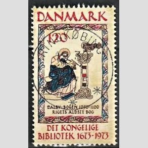 FRIM�RKER DANMARK | 1973 - AFA 550 - Det Kongelige Bibliotek 300 �r - 120 �re beige/brun/bl�/r�d - Pragt Stemplet Ringk�bing