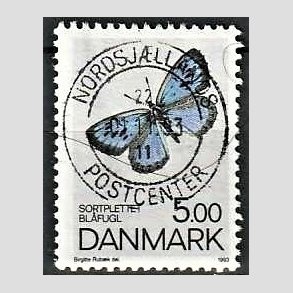 FRIM�RKER DANMARK | 1993 - AFA 1038 - Danske sommerfugle - 5,00 Kr. flerfarvet - Pragt Stemplet