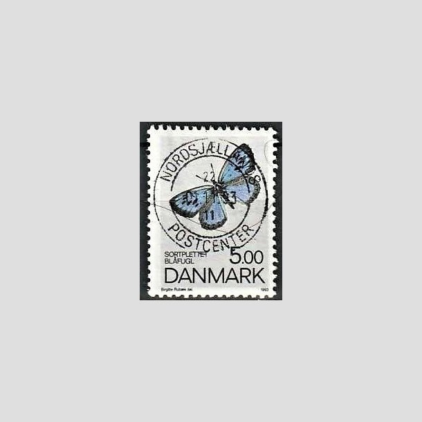 FRIMRKER DANMARK | 1993 - AFA 1038 - Danske sommerfugle - 5,00 Kr. flerfarvet - Pragt Stemplet