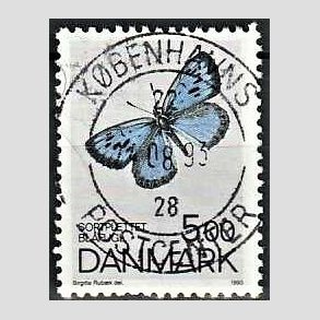 FRIM�RKER DANMARK | 1993 - AFA 1038 - Danske sommerfugle - 5,00 Kr. flerfarvet - Pragt Stemplet