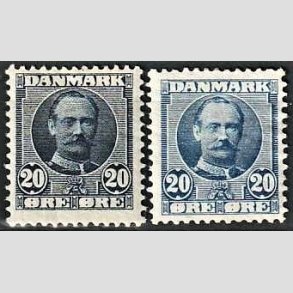 FRIM�RKER DANMARK | 1907 - AFA 56,56a - Frederik VIII 20 �re bl� og ultramarin - Ubrugt
