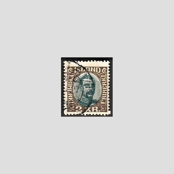 FRIMRKER ISLAND | 1920 - AFA 97 - Kong Christian X - 2 kr. mrkbrun/bl - Stemplet