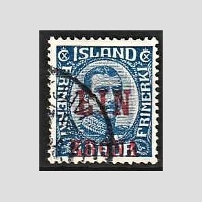 FRIMRKER ISLAND | 1926 - AFA 121 - Provisorier - EIN KRONA/40 aur bl - Stemplet