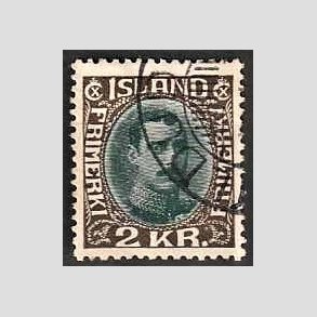 FRIMRKER ISLAND | 1931-33 - AFA 165 - Kong Christian X - 2 kr. mrkbrun/bl - Stemplet
