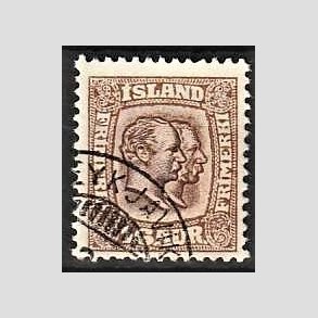FRIMRKER ISLAND | 1907 - AFA 55 - Chr. IX og Frederik VIII - 16 aur brun tk. 12 3/4 - Stemplet