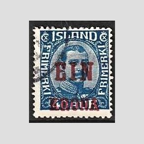 FRIMRKER ISLAND | 1926 - AFA 121 - Provisorier - EIN KRONA/40 aur bl - Stemplet