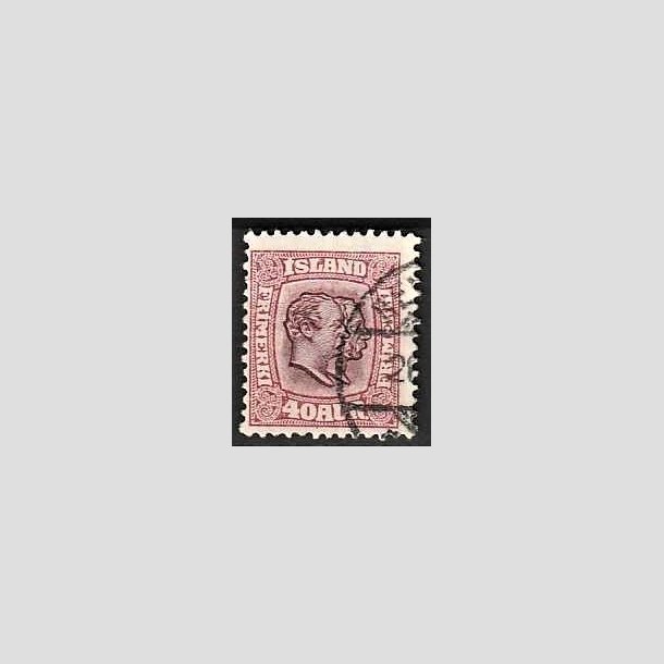 FRIMRKER ISLAND | 1907 - AFA 58 - Chr. IX og Frederik VIII - 40 aur lillard tk. 12 3/4 - Stemplet