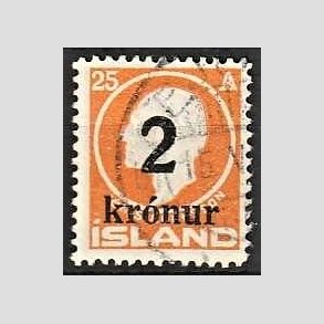 FRIMRKER ISLAND | 1926 - AFA 120 - Provisorier - 2 kr./25 aur orange - Stemplet 