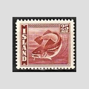 FRIMRKER ISLAND | 1945 - AFA 239 - Fisk- og flagserie - 25 aur rdbrun tk. 14 - Postfrisk