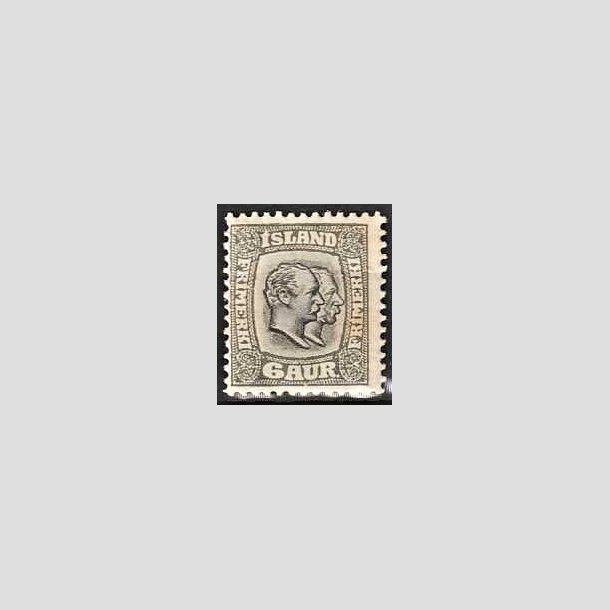 FRIMRKER ISLAND | 1907 - AFA 52 - Chr. IX og Frederik VIII - 6 aur gr tk. 12 3/4 - Ubrugt 