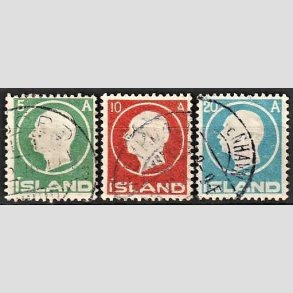 FRIMRKER ISLAND | 1912 - AFA 69,70,71 - Kong Frederik VIII - 5,10,20 aur - Stemplet