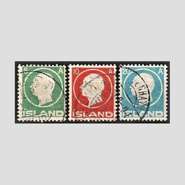 FRIMRKER ISLAND | 1912 - AFA 69,70,71 - Kong Frederik VIII - 5,10,20 aur - Stemplet