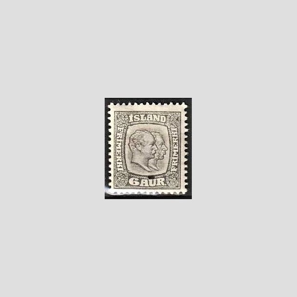 FRIMRKER ISLAND | 1907 - AFA 52 - Chr. IX og Frederik VIII - 6 aur gr tk. 12 3/4 - Ubrugt 