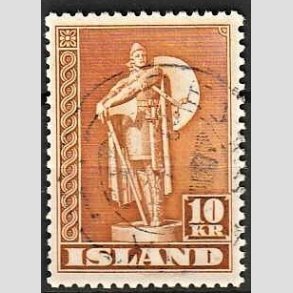 FRIMRKER ISLAND | 1947 - AFA 241B - Thorfinn Karlsefni - 10 kr. orangebrun tk. 11 1/2 - Stemplet