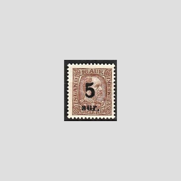 FRIMRKER ISLAND | 1921-22 - AFA 104 - Provisorier - 5/16 aur brun - Ubrugt